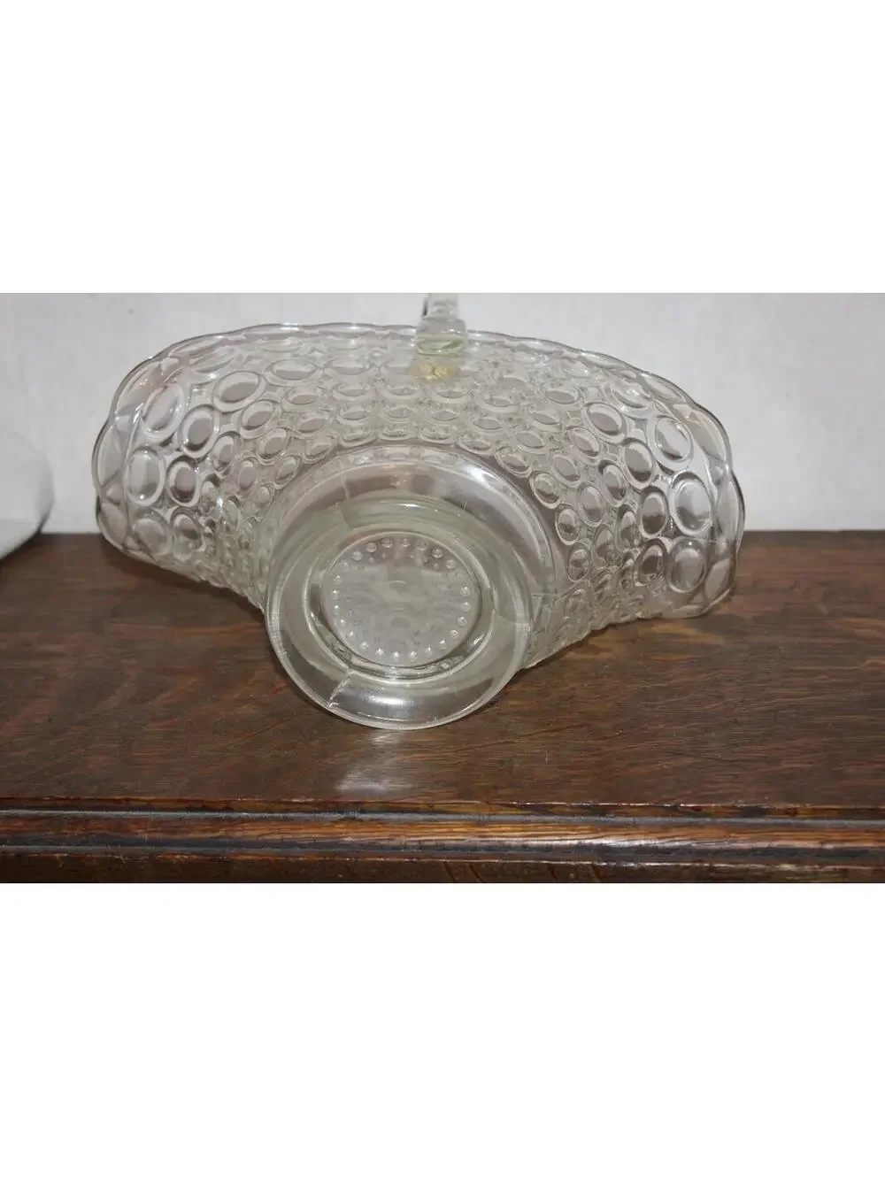 Vintage L E Smith Glass Bullseye Thousand Eyes Bridal Basket
